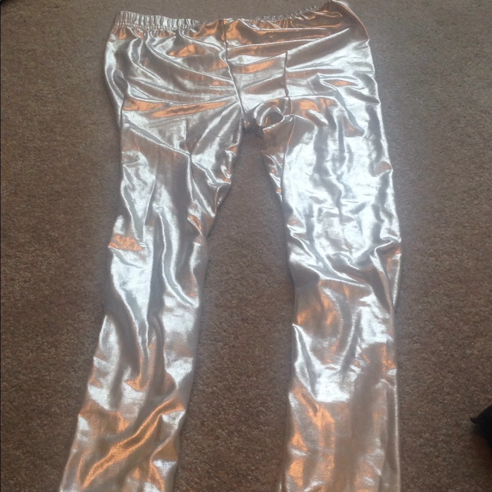 Metallic Shiny Silver Leggings